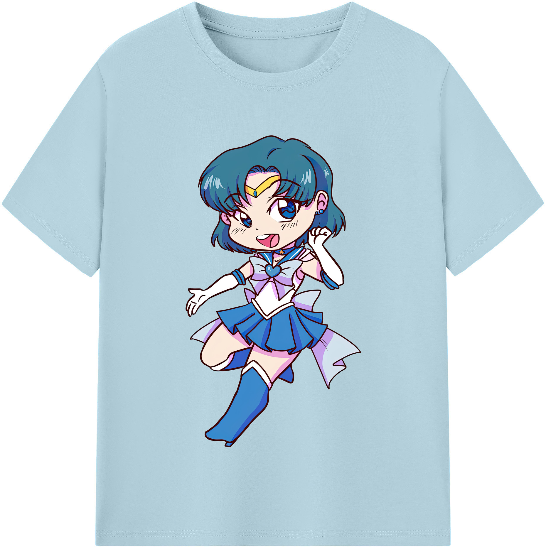 （画像用） 美少女戦士セーラームーン 水野 亜美 みずの あみ Sailor Moon Mizuno Ami 綿100％半袖Tシャツ（フロントプリント）